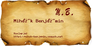 Mihók Benjámin névjegykártya